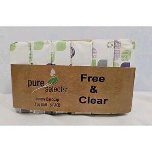 Pure Selects Free & Clear Oatmeal Bar Soap 6 Bar Lot, 3oz. each FRESH!!